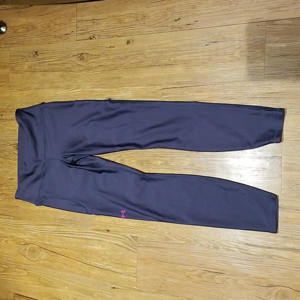 Under Armour Dark Blue Leggings with Pink Logo SzM